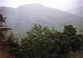 The daunting view of Ben Nevis from Glen Nevis youth hostel